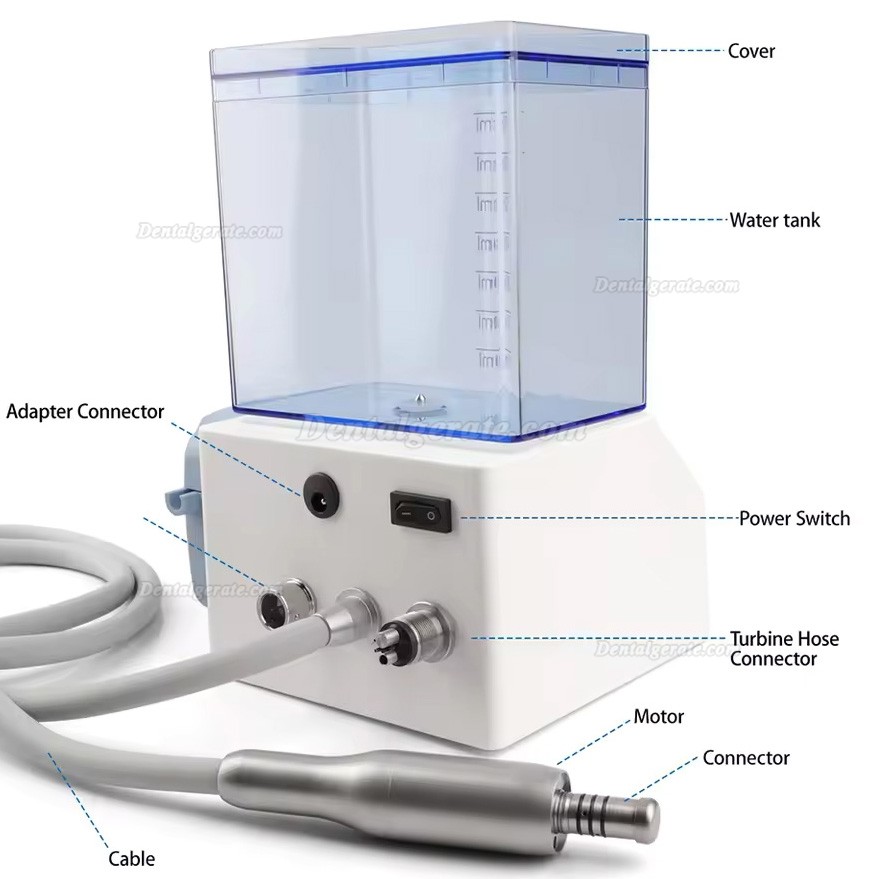 Mikromotor zahnmedizin (b&uuml;rstenloser elektromoto) mit Wassertank und Schlauchpumpe